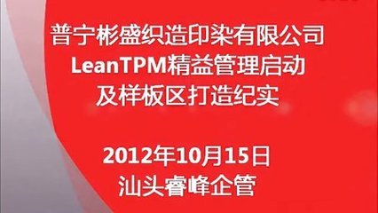 普宁彬盛织造印染公司精益生产/5S管理/6S管理/tpm工厂现场管理咨询项目--汕头睿峰企业管理咨询